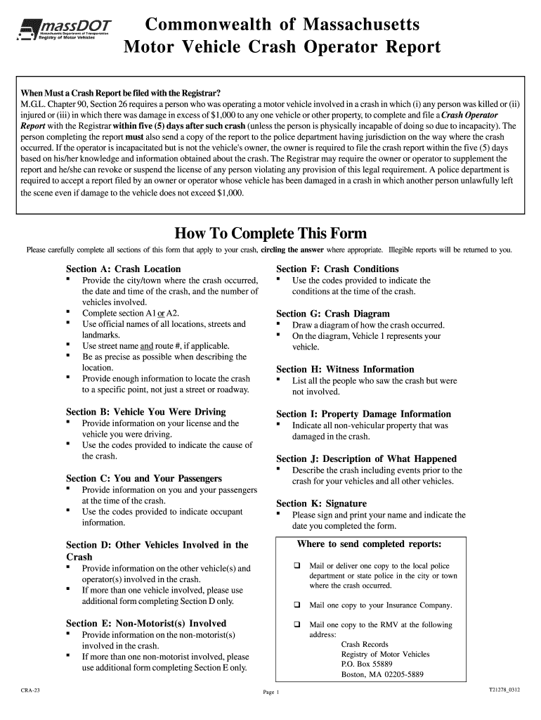 Massachusetts Accident Report 2012